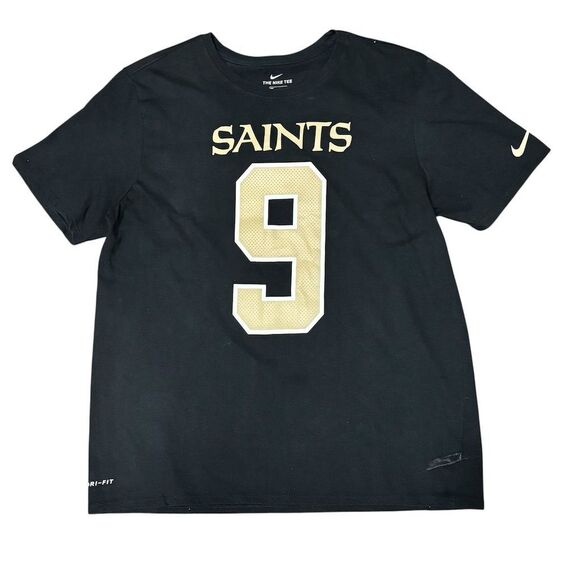Nike Men's XL New Orleans Saints Drew Brees #9 Black T-Shirt - Picture 1 of 6